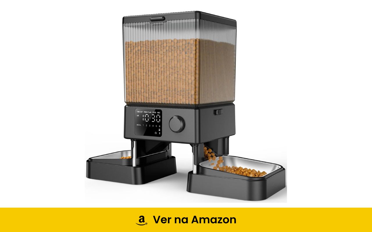 Alimentador automático para gatos para 2 gatos, dispensador de ração seca para gatos com temporizador de 5L 